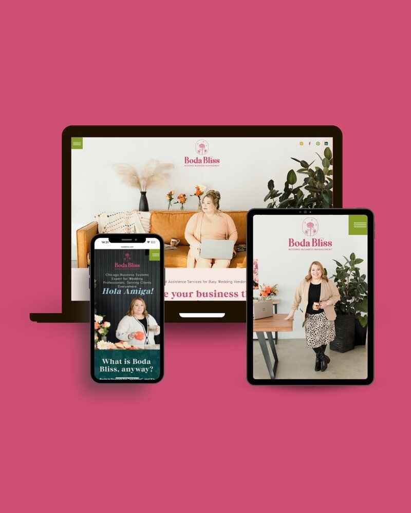 custom Showit website design for Boda Bliss, an Online business manager