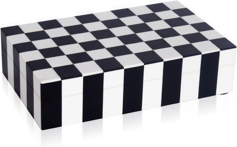 checkered counter top storage box