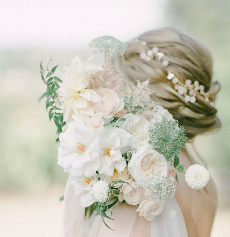 Bride holding a beautiful bouquet