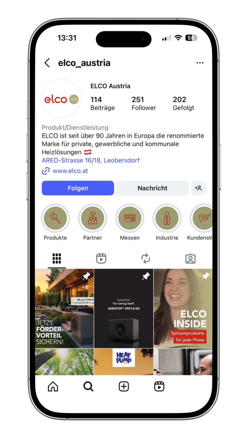 Instagram Profil von elco_austria - betreut von Alexandra Eisenberger von AXinsight