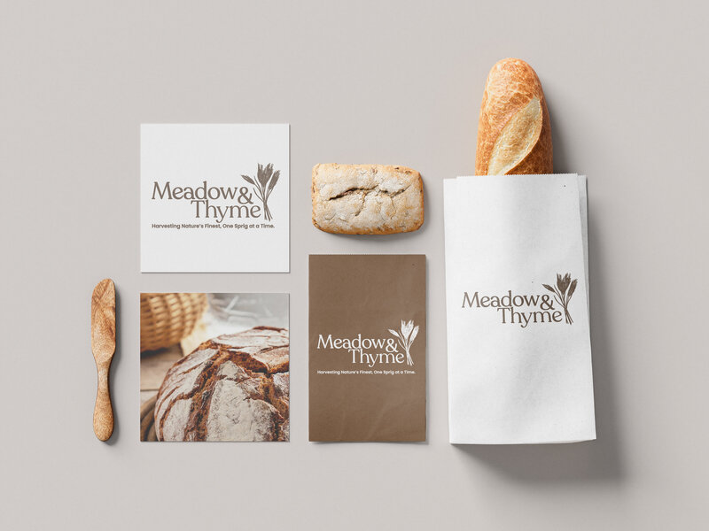 Whimsical bakery brand logo and website design with floral motifs and soft pastel colors