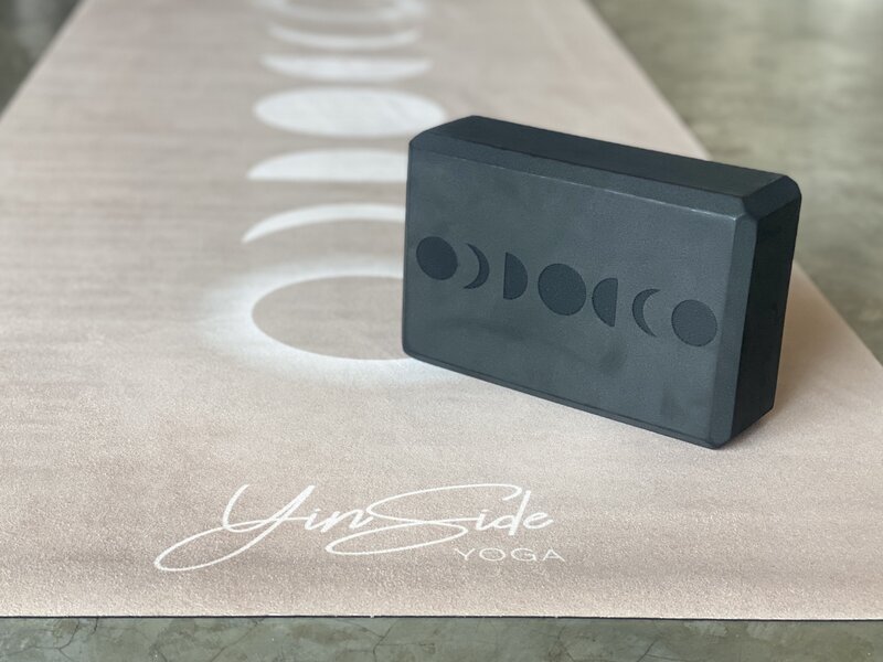 Lunar Collection - moon phase black yoga block and eco travel yoga mat - YinSide Yoga Bali