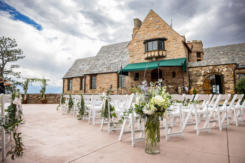 Outdoor Wedding Ceremony set up on the Courtyard at Cherokee Ranch & Castle