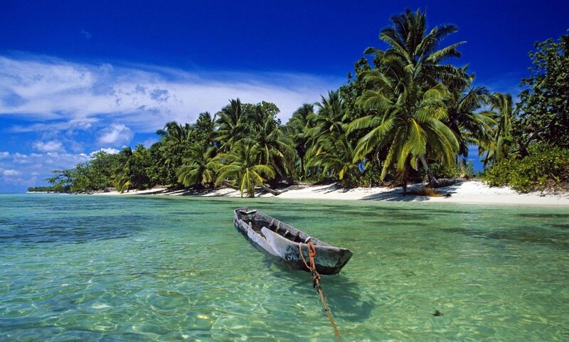 beach with canoe
