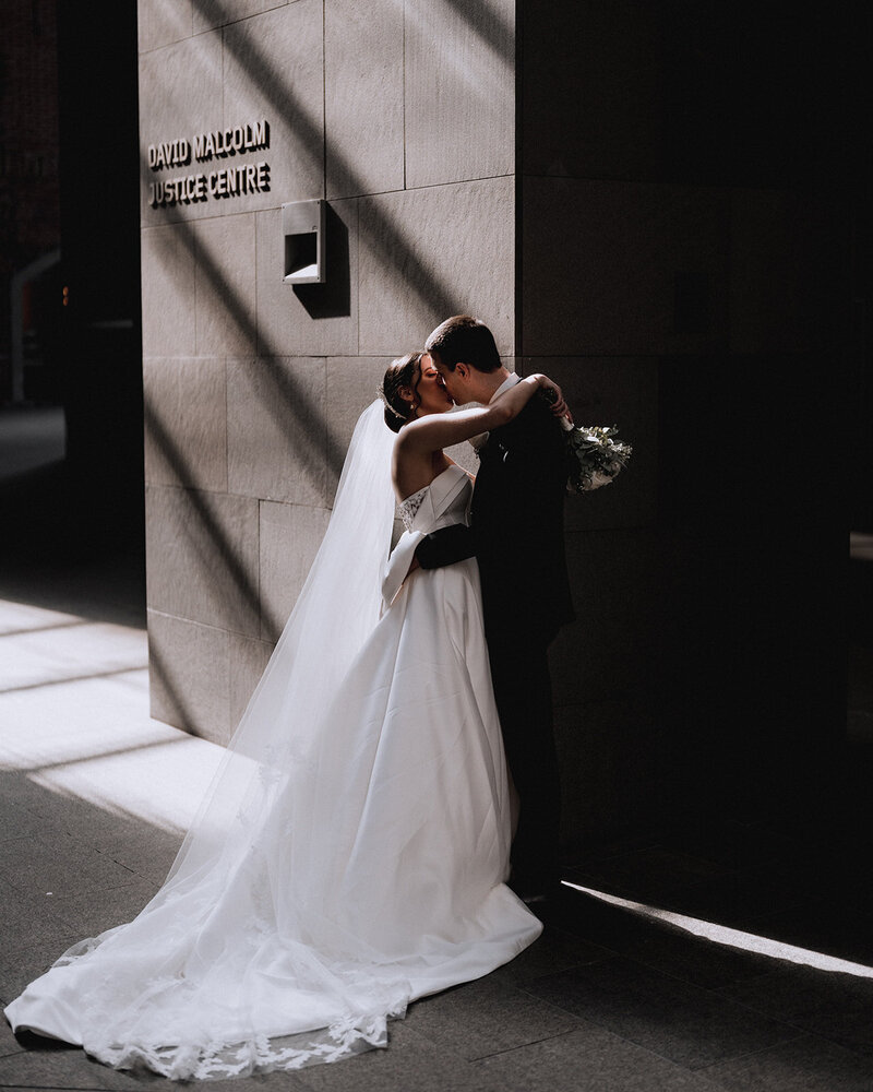 Bride and Groom Kissing