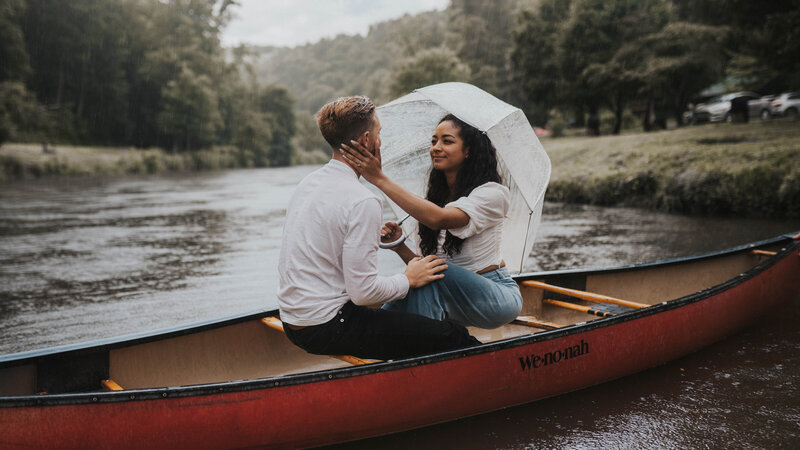 Couple on a canoe in the river