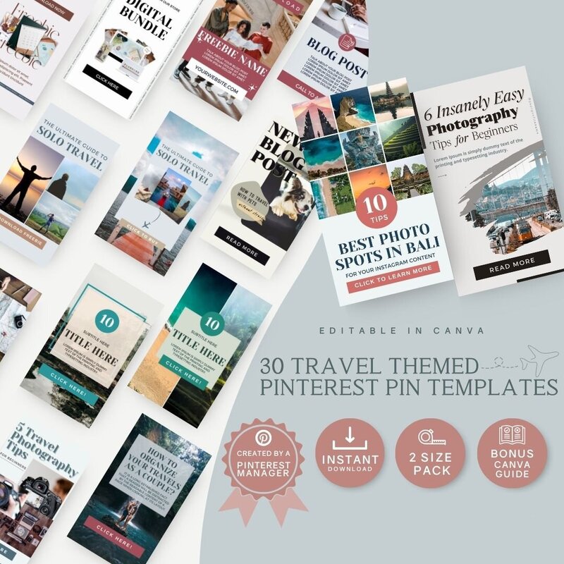 30 Travel Pinterest Pin Templates-Orsolya Dobri