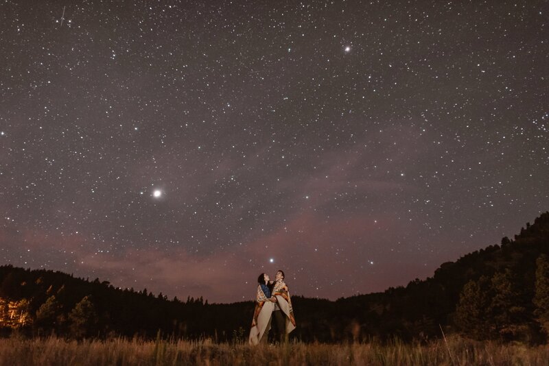 Estes Park engagement photos under the stars