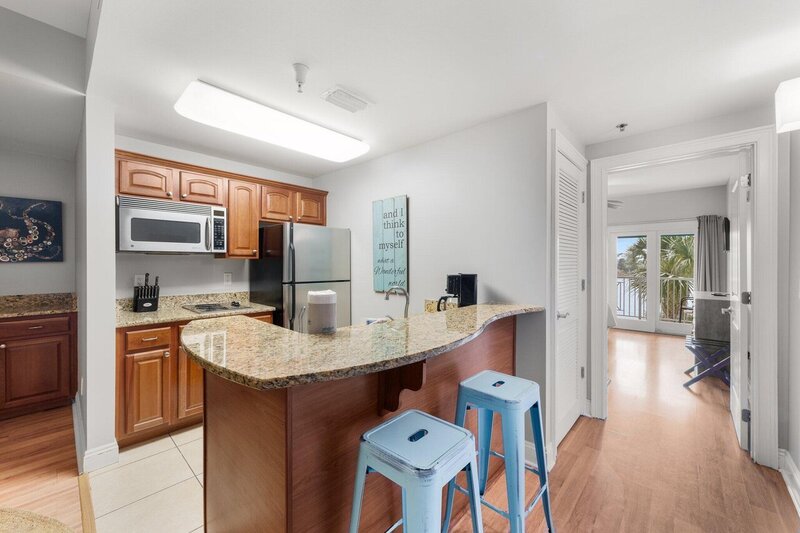 kitchen with bar stools