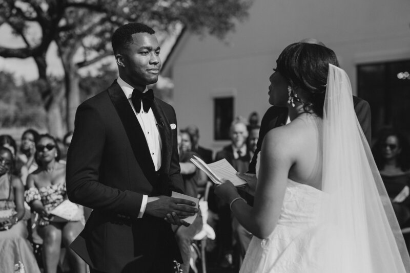 Black couple exchange wedding vows on their wedding day