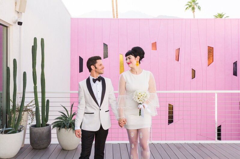 Erika and Nate's elopement at Saguaro in Palm Springs by Palm Springs elopement photographer Ashley LaPrade.
