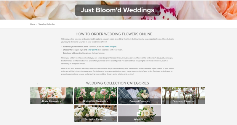 Just Bloom'd Weddings offer a la carte floral arrangements perfect for your wedding or event with ease - we provide many options and colorways to choose from.