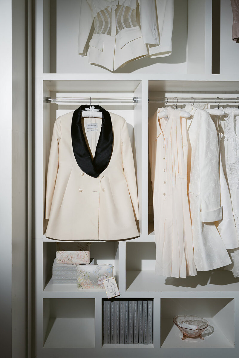 Sara Nicole Vintage showcasing rare Yves Saint Laurent bridal fashion in New York editorial.