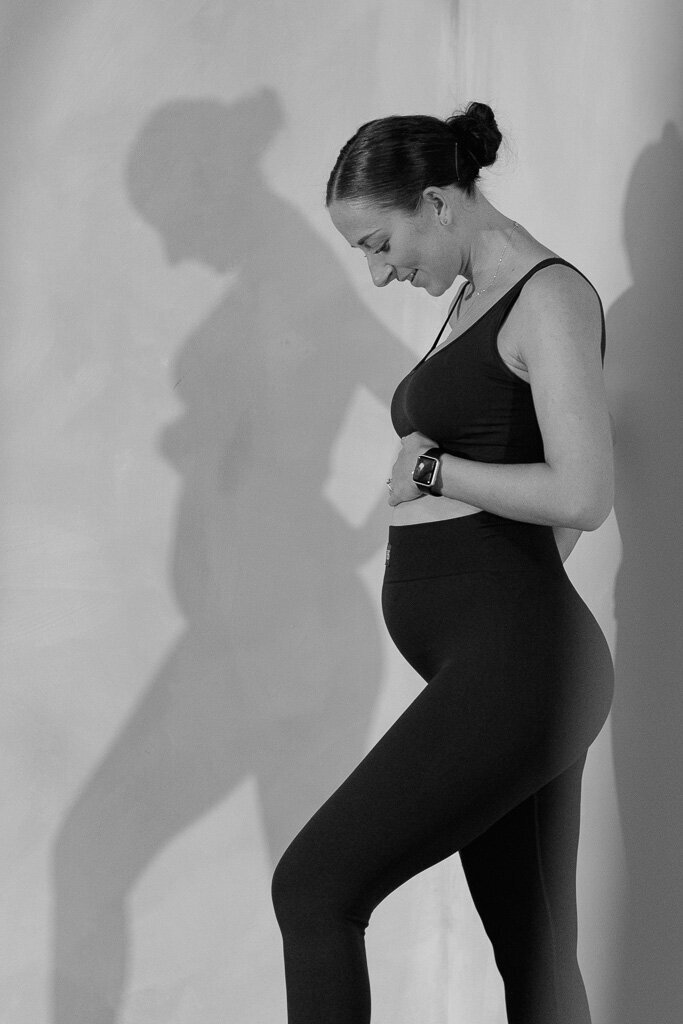 Editorial maternity portrait for House of Sculpt brand owner in Manchester