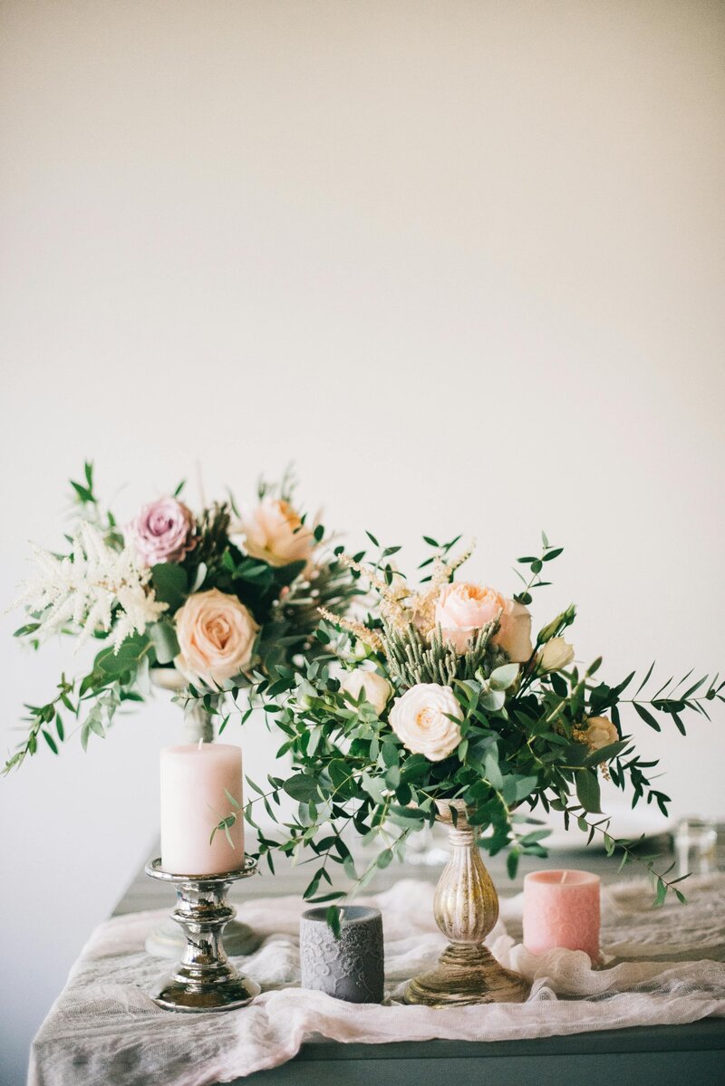 bridal florals on table