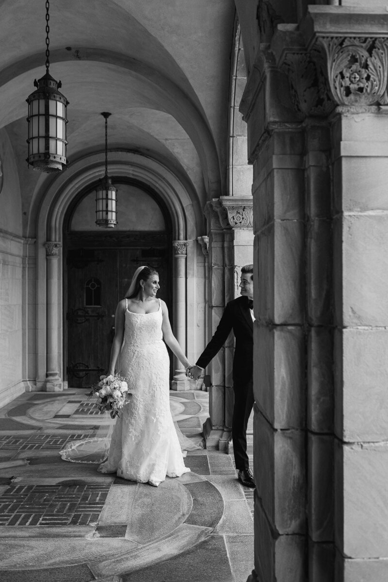 bride and groom exiting church