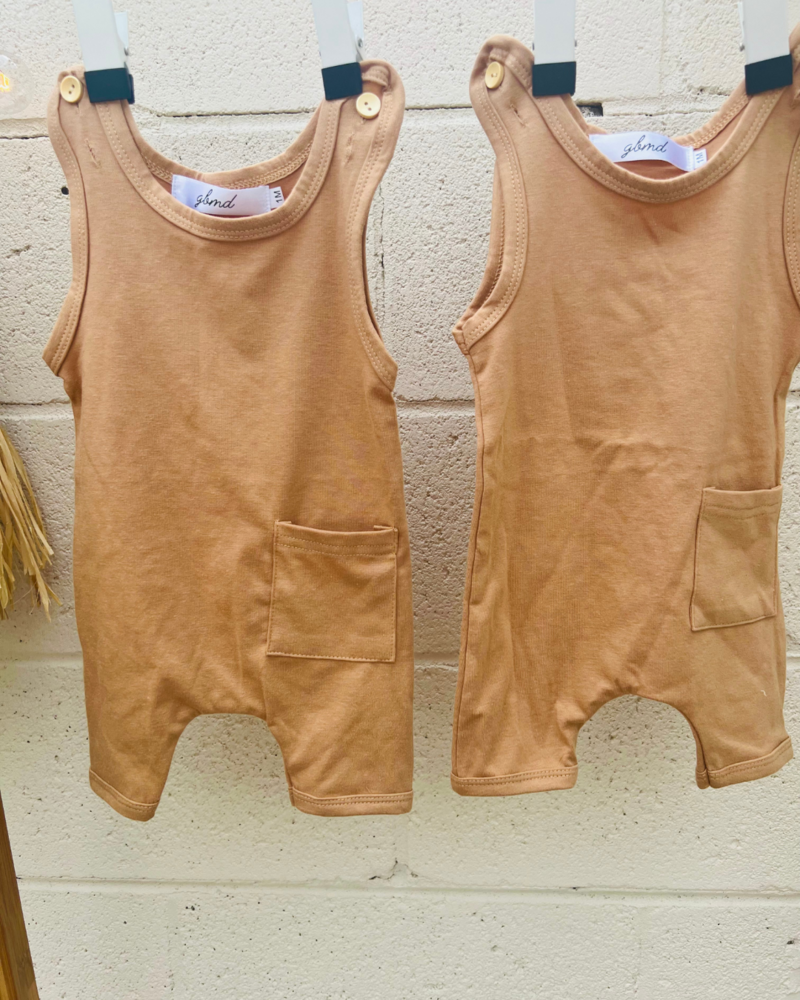 Sleeveless Pocket Romper (front and back)