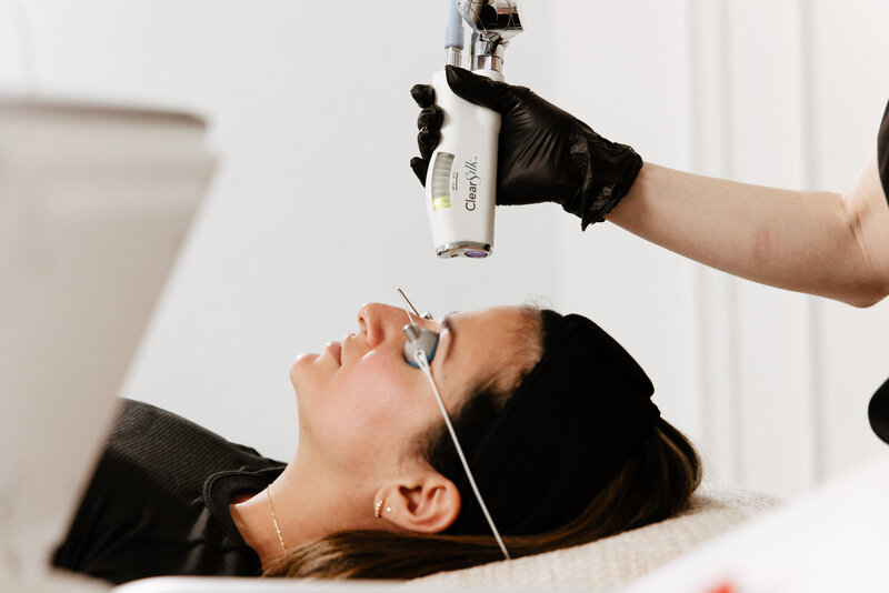 A client undergoing a ClearSilk treatment, designed to deliver fast and effective skin rejuvenation.