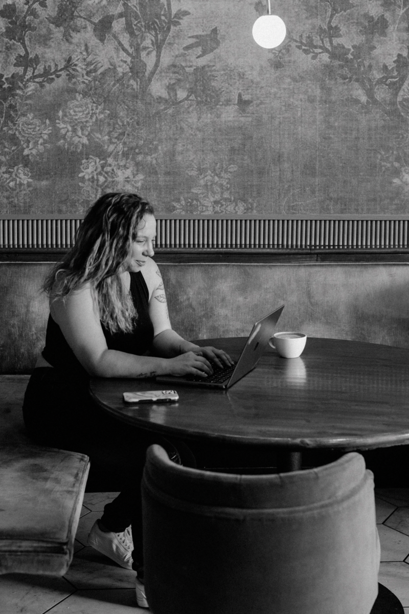 woman working on laptop