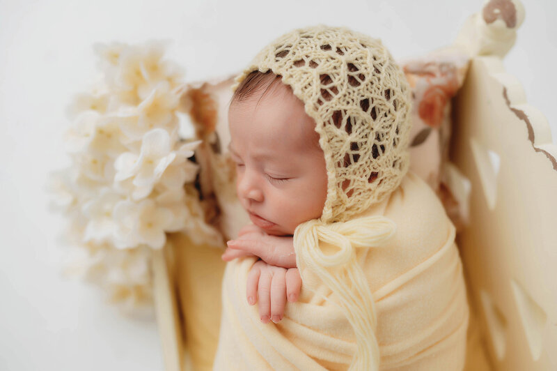Newborn Baby posed for Newborn Photos in Asheville, NC.