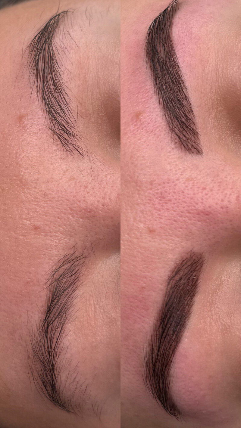 Subtle brow enhancement using tint on sparse, light brows by Essentials by Nicole West Springfield MA