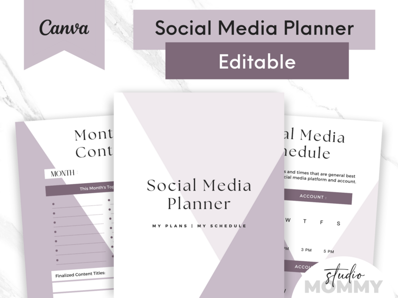 Editable Social Media Planner Template - Custom Canva Social Media Planner - Studio Mommy