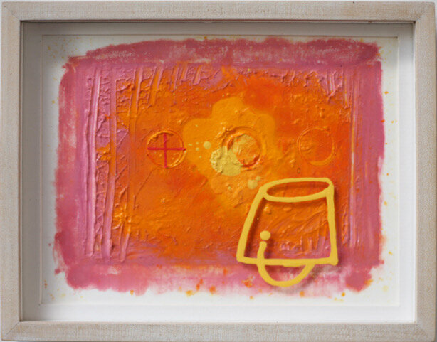 Upturned Bucket 1 -2024 - oil on paper and glass - 18 x 23 cm