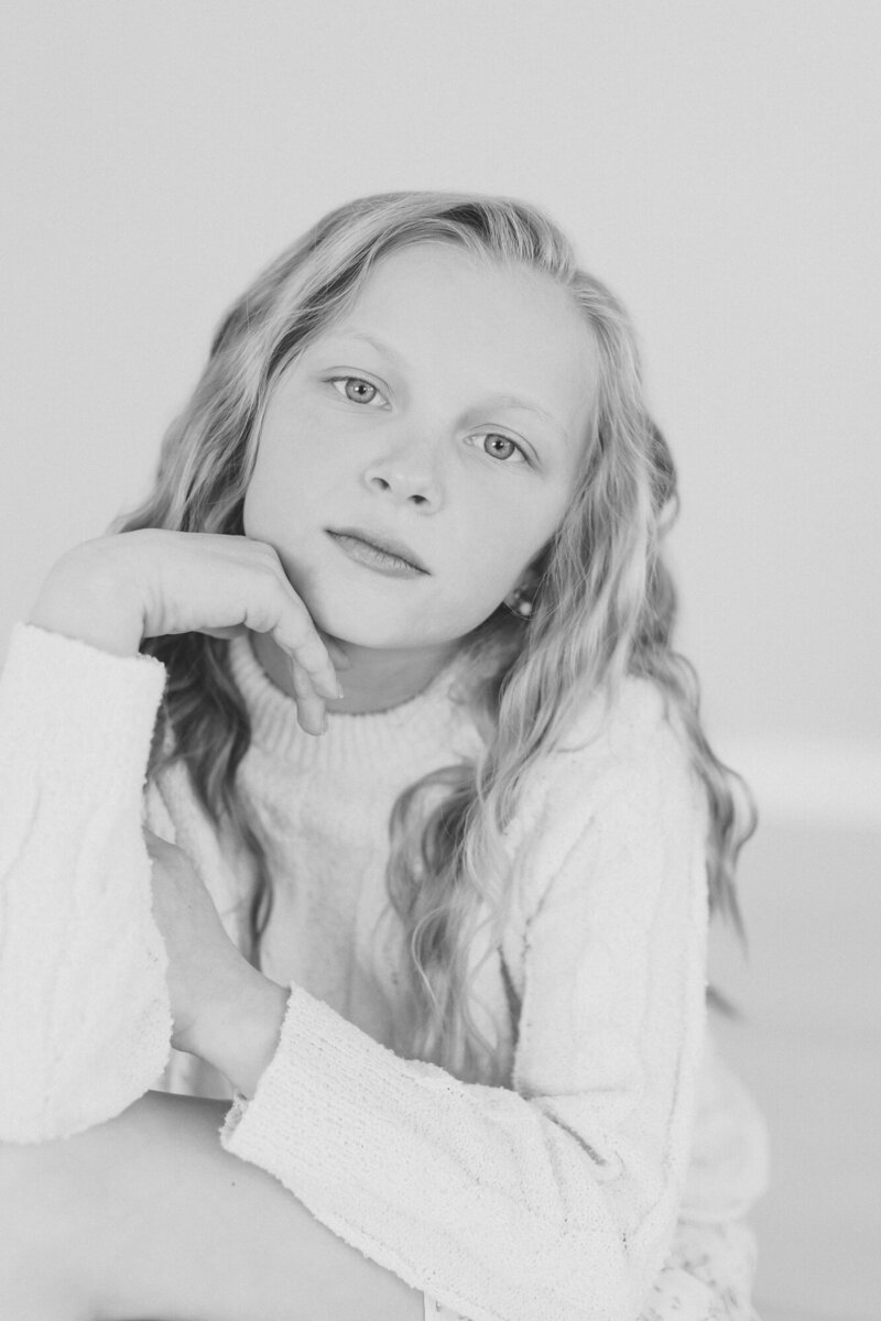 Girl sitting in photo studio in Boise.
