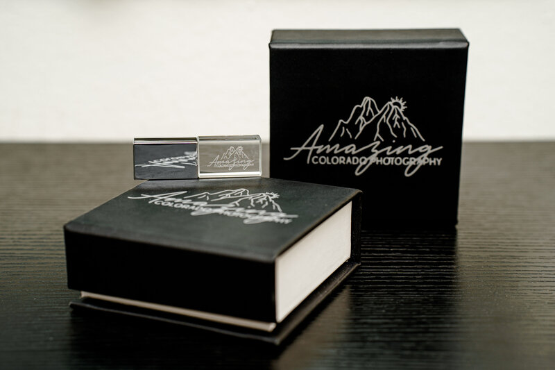 Engraved USB keepsake included in Colorado micro-wedding photography package delivery