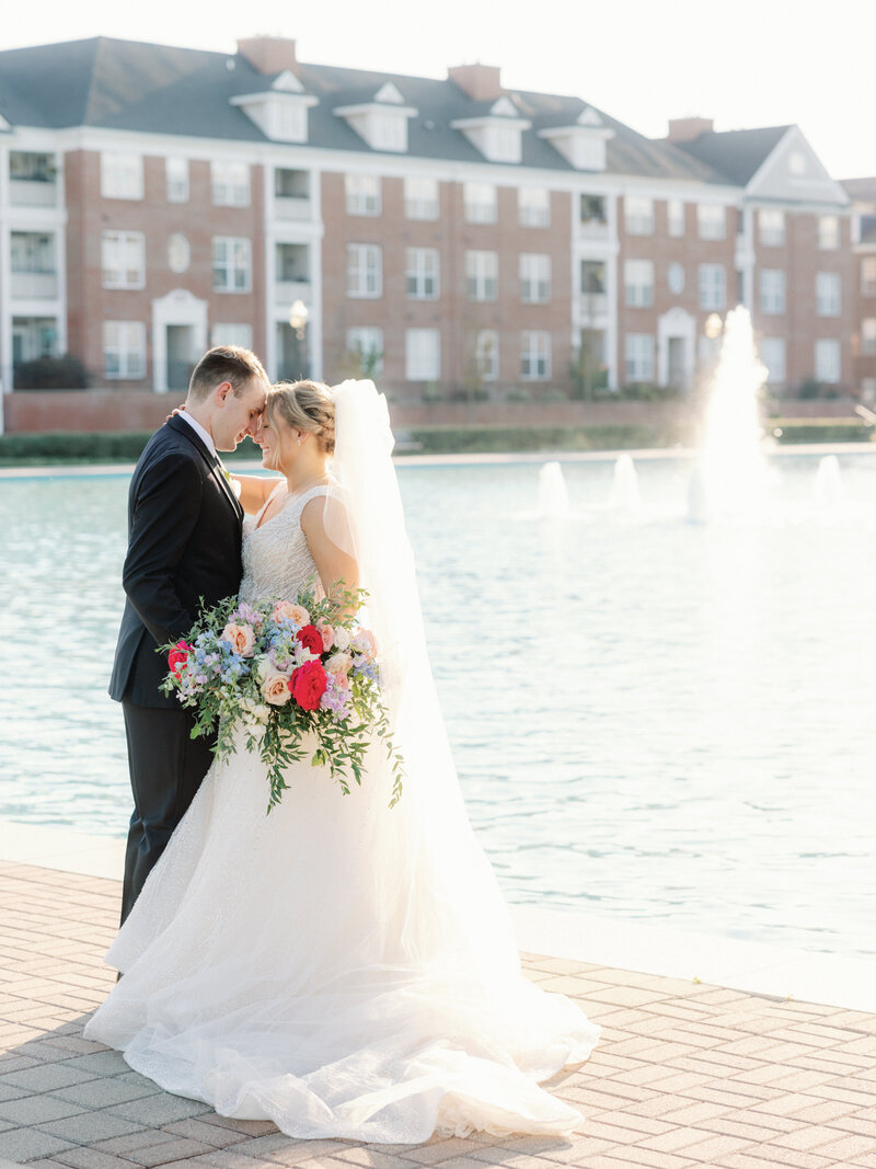 Indiana_Michigan_Wedding Planner_Carmel Indiana_Hotel Carmichael_Editorial_Bridal Fashion_Husband & Wife_Portrait_Fountain