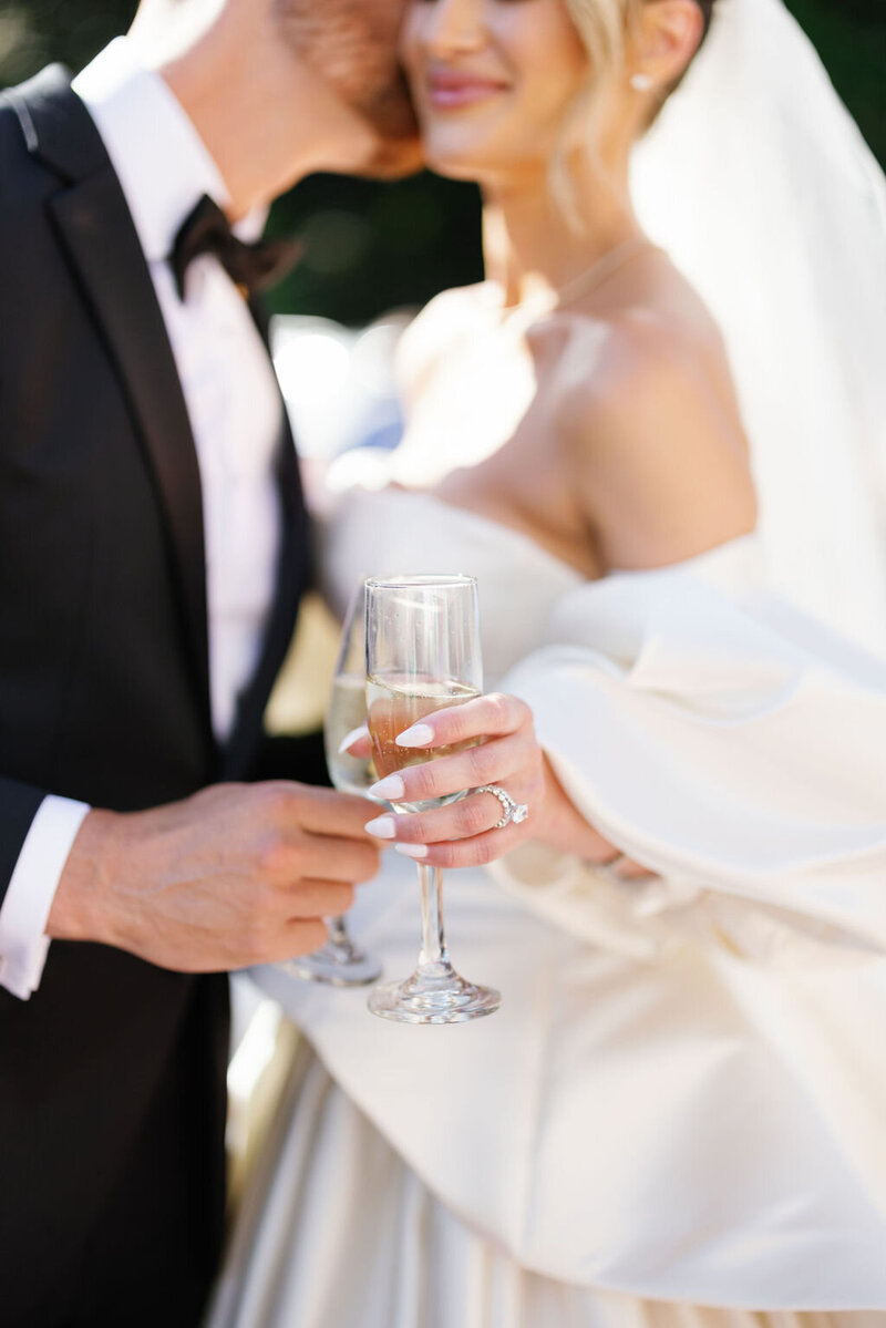 Luxury wedding couple at indoor venue