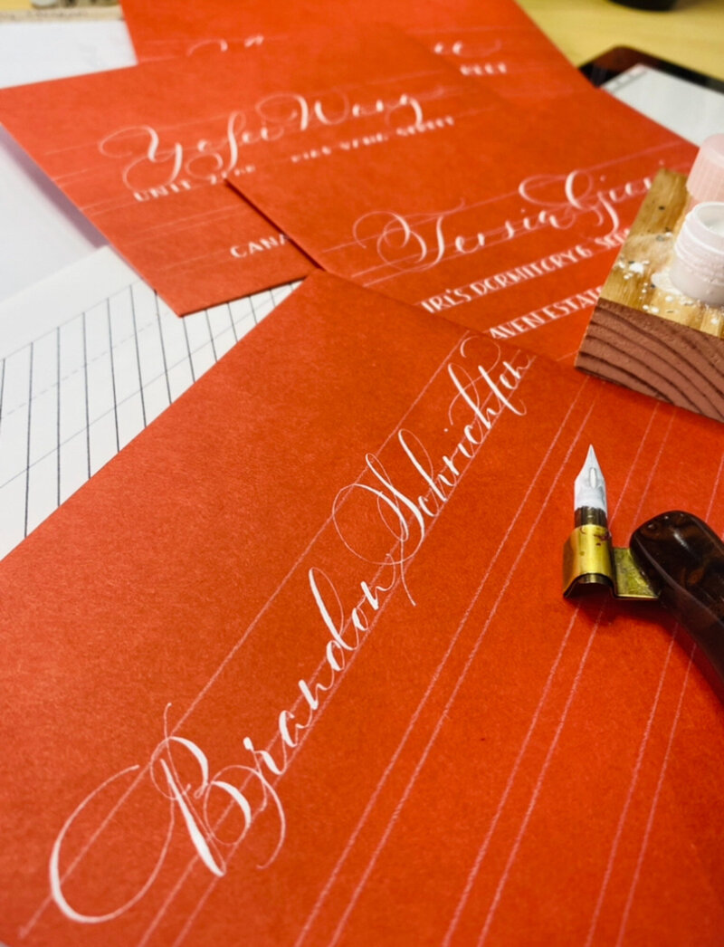 Red envelope with custom calligraphy