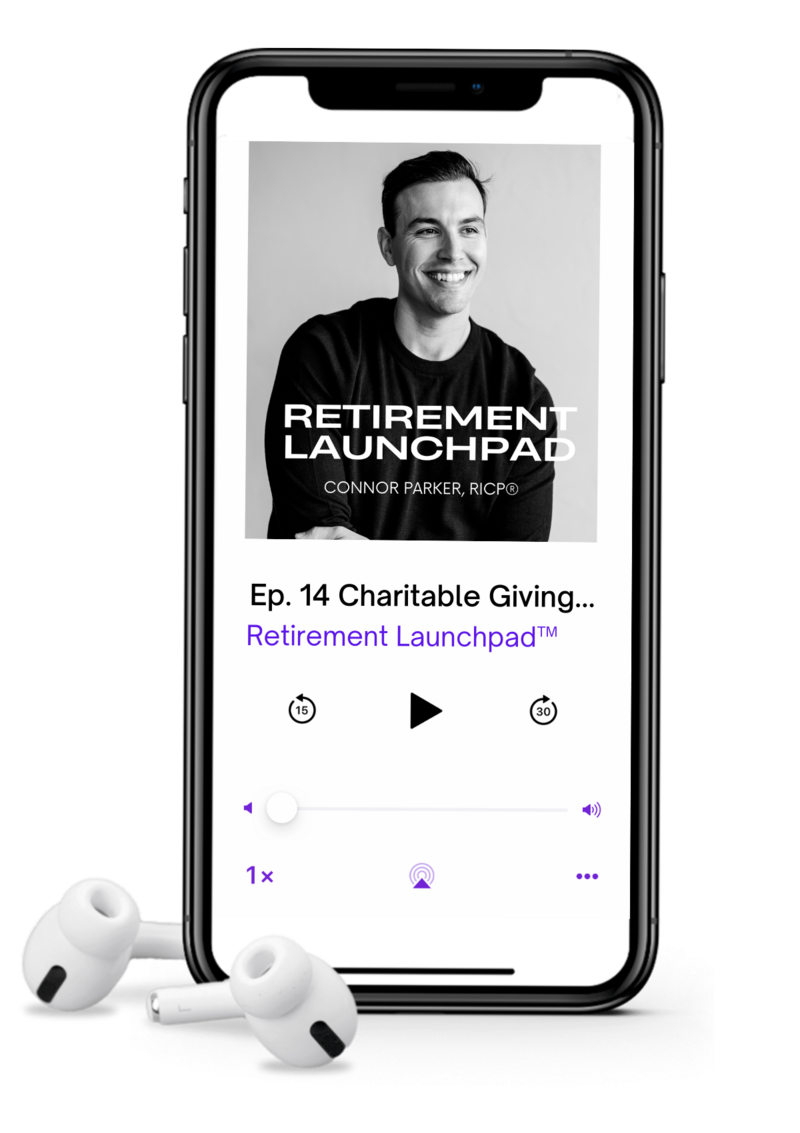 Retirement Launchpad Podcast by Connor Parker shown on Iphone in Spotify app