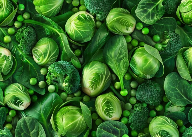 Seamless pattern of green vegetables.