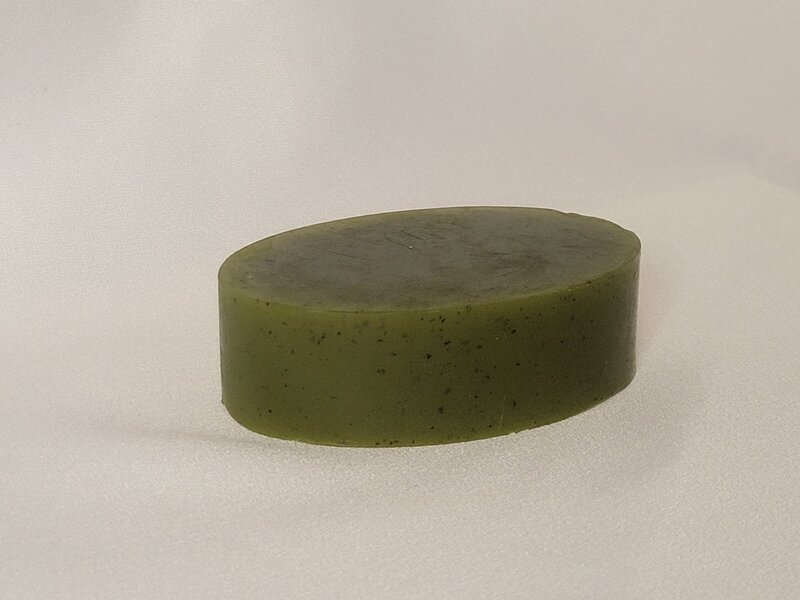Single bar of the Green Machine handmade soap with notes of rosemary and mint