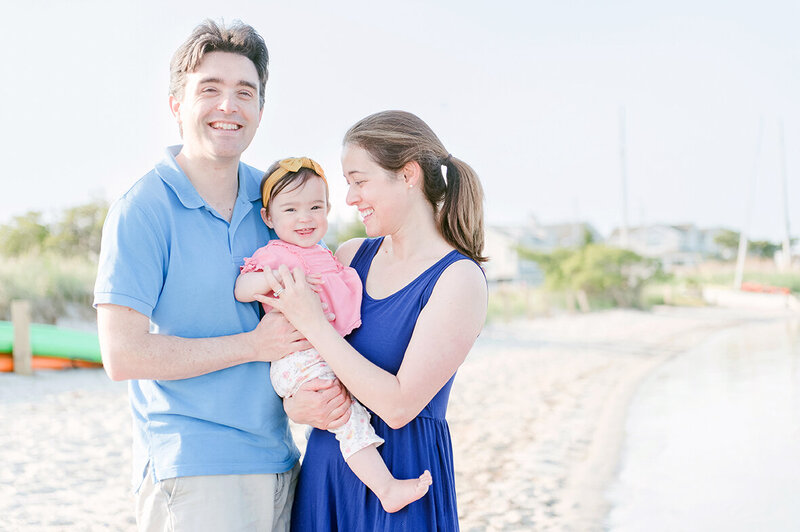 First Birthday Family Portrait at Bay Beach in Lavallette, NJ