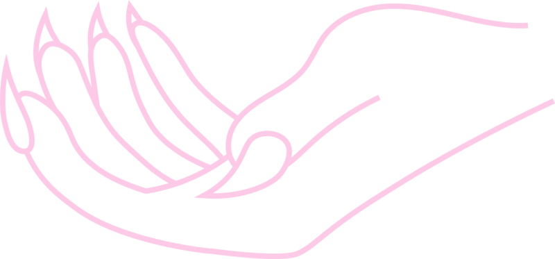 Pink hand with manicure: palm up