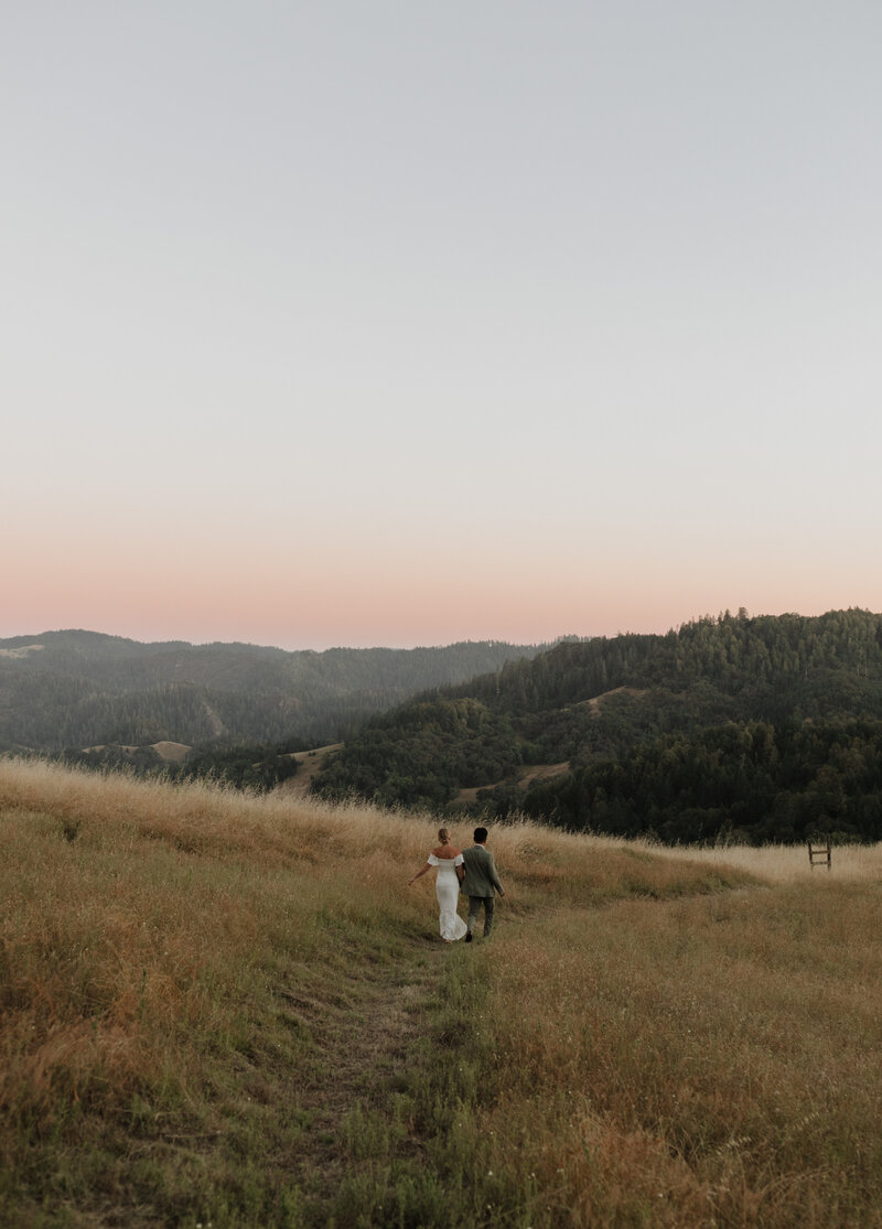 bride and groom walking together