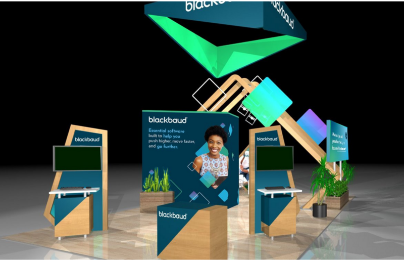 Blackbaud tradeshow booth mockup executed by Anna Bradshaw Content Co.
