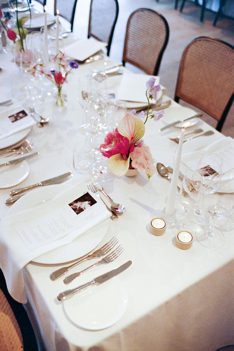Wedding tablescape at Kin House captured on 35mm