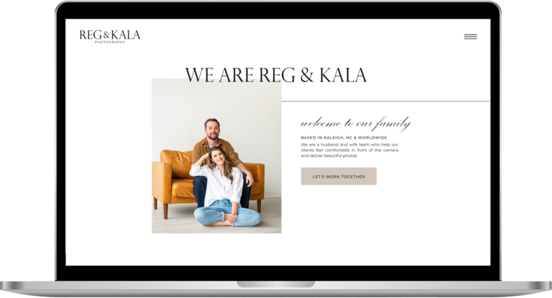 Custom website design for a husband and wife photography team based in NC computer mockup.