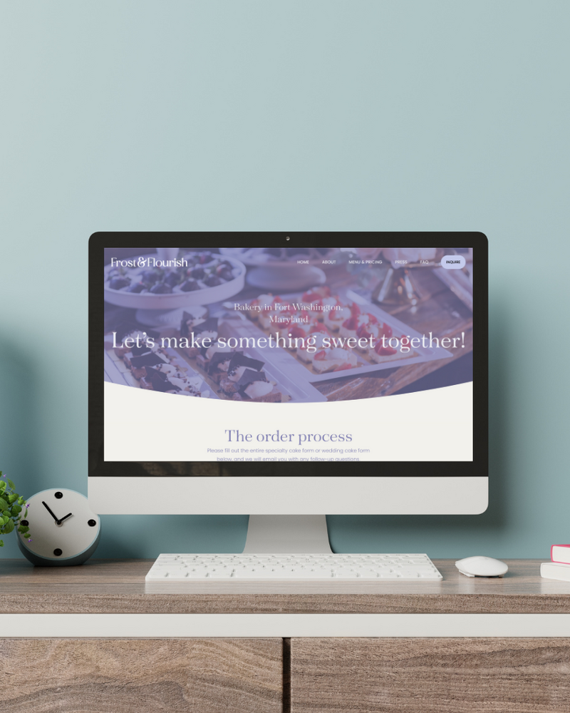 custom squarespace website design for Frost and Flourish, a Washington DC Cake Bakery and Patisserie