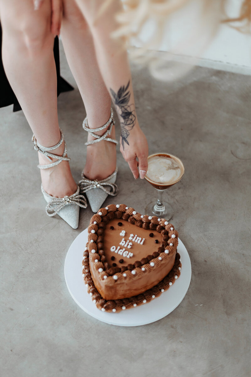 women's birthday with cake photo