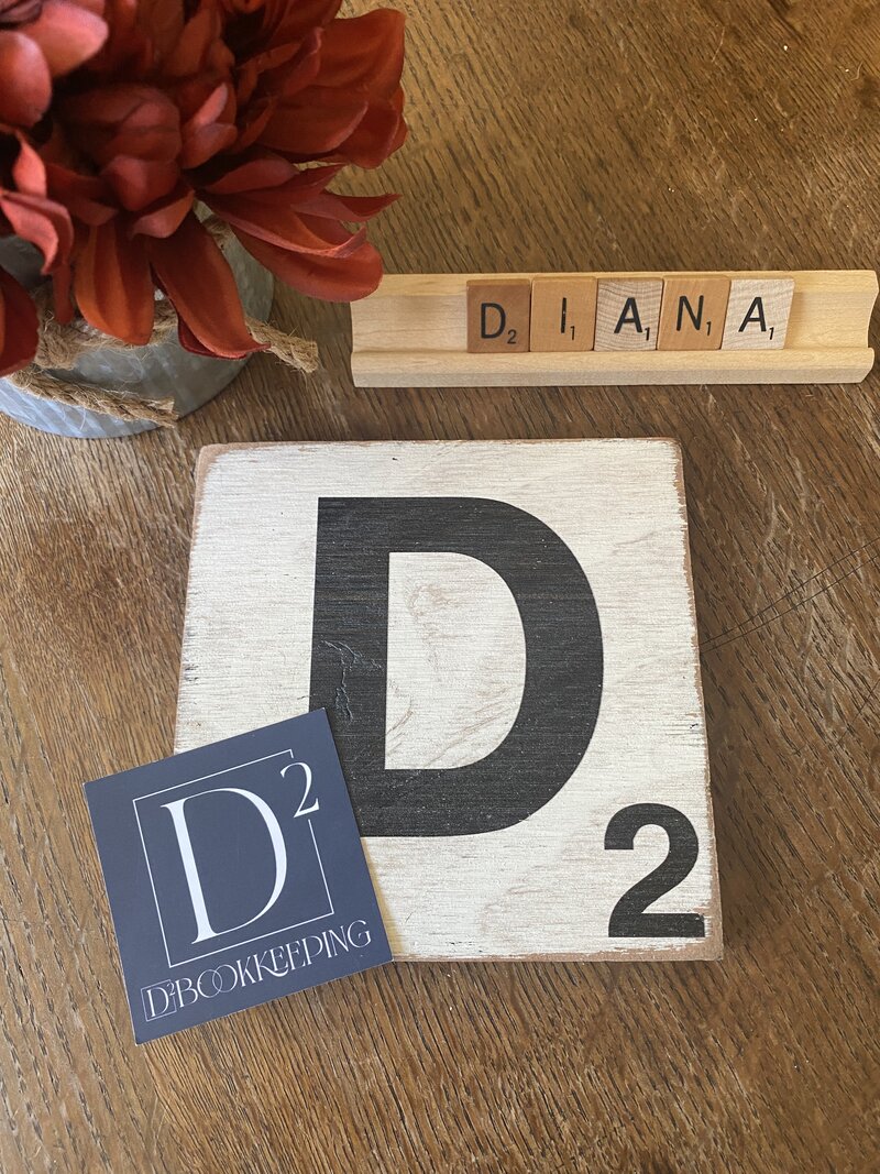 D2 Business card square and Diana name plate
