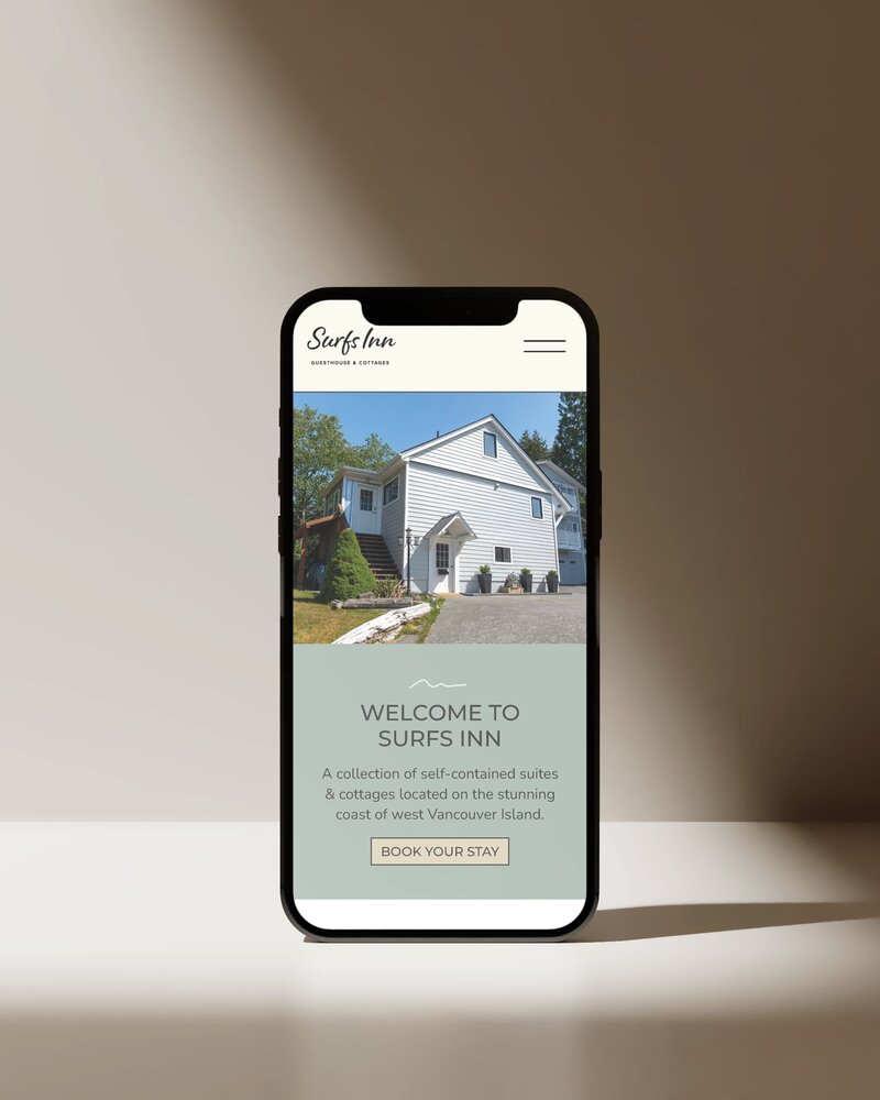 Vacation rental website home page design for mobile by Hanbury Design Co.