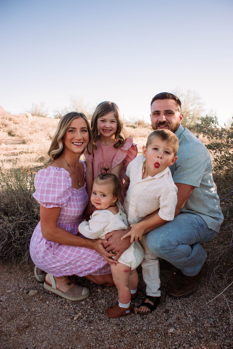 mom with two daughters and son