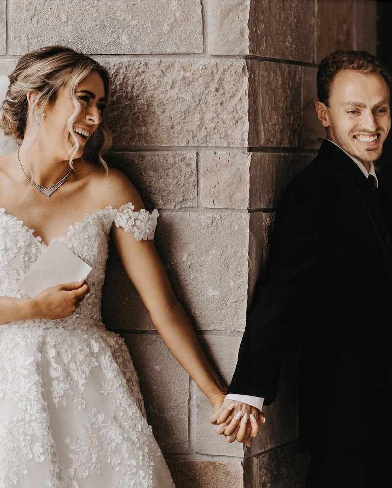 wedding couple before ceremony seeing each other for first time