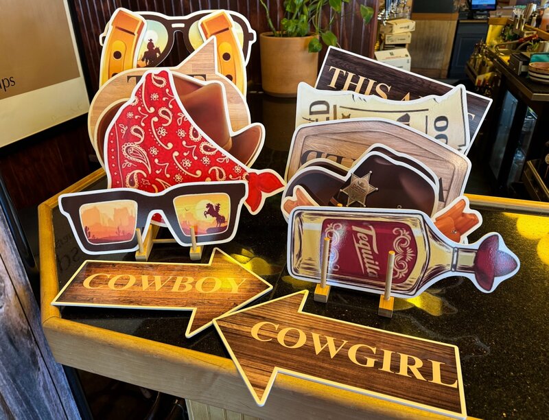 custom wild west props for photo booth at brand activation corporate event