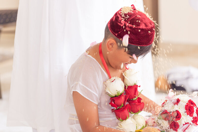 Navjote ceremony at a Zoroastrian temple.