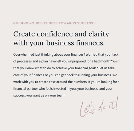 Screengrab of headline and paragraph about creating confidence and clarity in your business finances